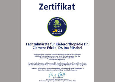 Dr. Fricke & Dr. Ritschel ausgezeichnet mit dem GLS KlimaProtect